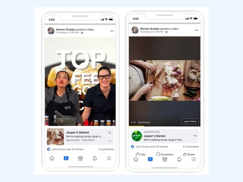 Facebook 图片与短视频广告展示示例